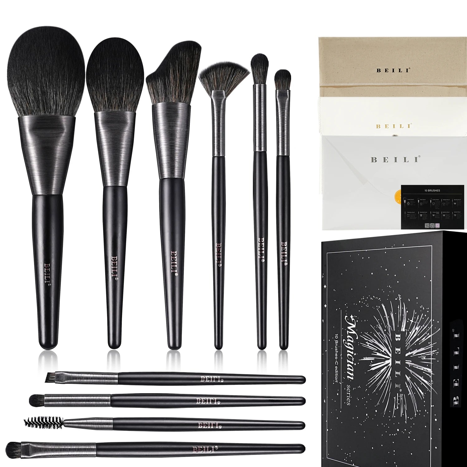 New Trending Brushed Metal Tube Premium Synthetic Hair Makeup Brushes Multi-Functional 10pcs Custom Logo Makeup Brushes Kit