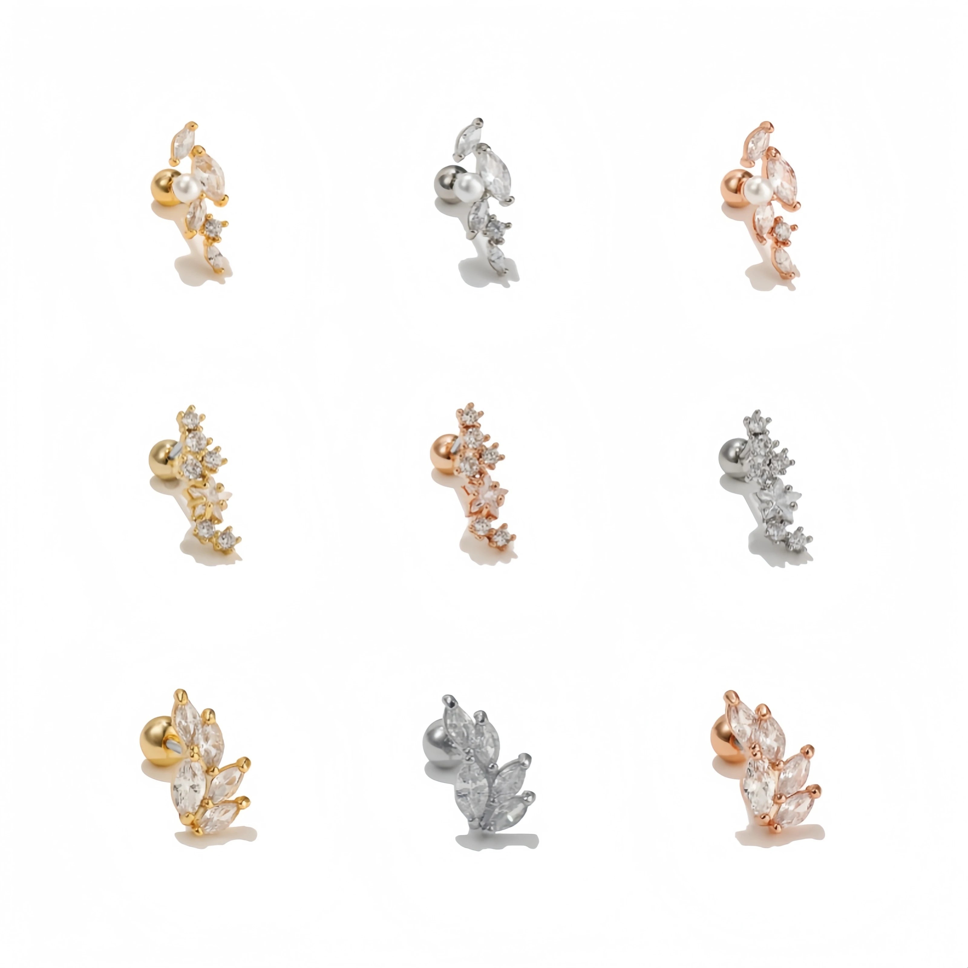 Natural Leaf Flower Earrings 3A Zircon Titanium Studs Lightweight and Stylish for Everyday Use