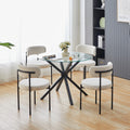Wholesale Modern Dining Room Furniture Sets 6 Seater Glass Top Dining Table Polyester Sherpa Chairs for Living Room Home Use