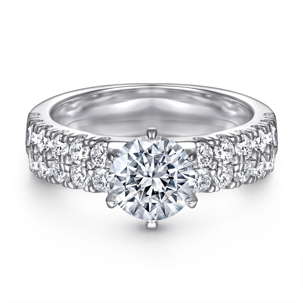 Fine Jewelry Manufacturer 5a Cubic Zirconia Personalized Original Engagement Wedding Minimalist Rhodium Plated Ring for Women
