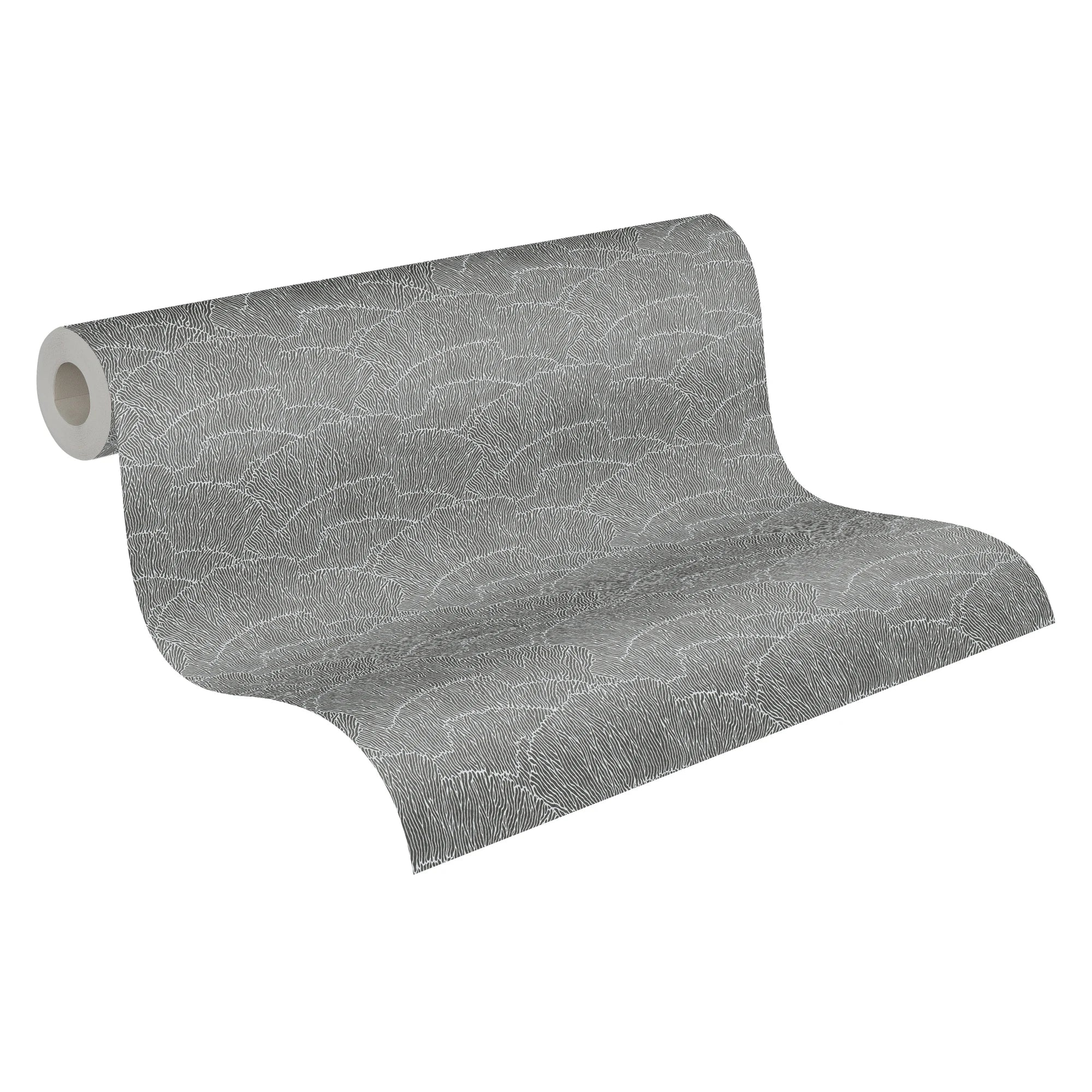 Germany Made Modern Luxury Non Woven Metallic Silver Black Wallpaper Rolls Wash-Resistant Light Resistant Bathroom Use