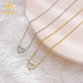 New Arrival PVD Gold Plated Heart Necklace Stainless Steel Clear Zircon Hollow Heart Pendant Necklace for Women