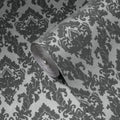 Made in Germany Luxury Wallpaper Rolls with Velvet Flock Damask Grey Non Woven Premium Fabric Wallpaper Decor - 1005 x 052 m