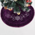 Wholesale Sorrento Purple Velvet 50'' Round Christmas Tree Skirt with Rich and Noble Flower Embroidery 50pcs Minimum Order