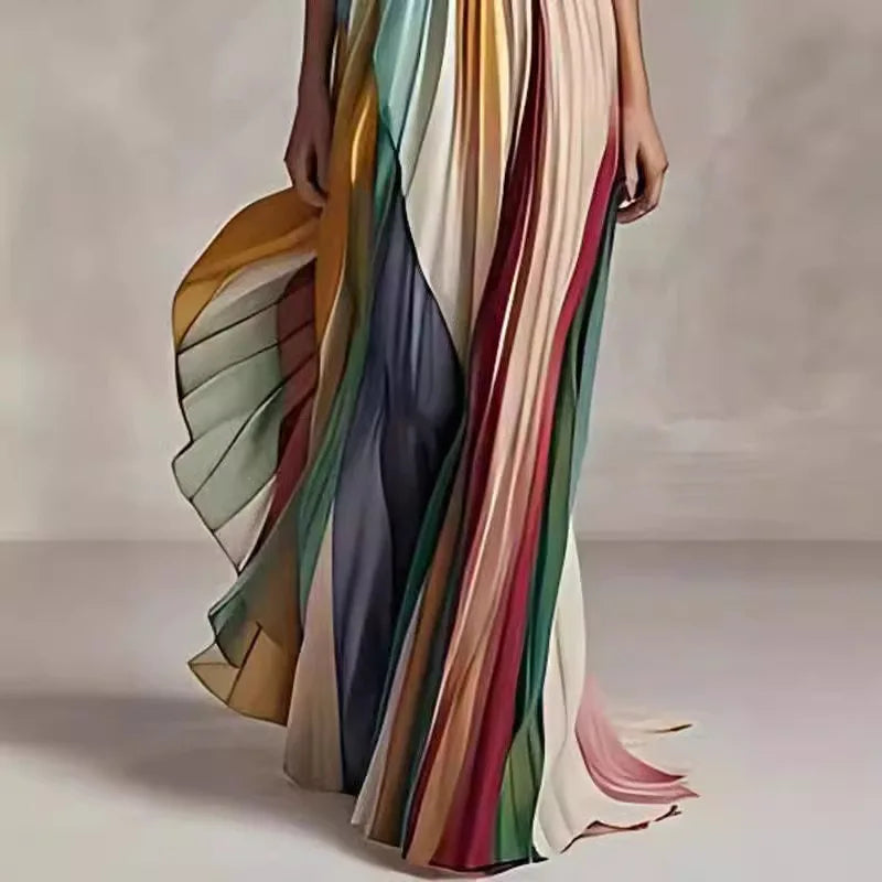 2025 New European and American Sexy Strapless Printed Colorful Long Dress Gown Dresses Women Lady Elegant