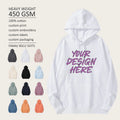 450g Men's Plus Size Pullover Hoodie Loose Heavyweight Solid Color Streetwear Jacket with Custom Logo for Winter