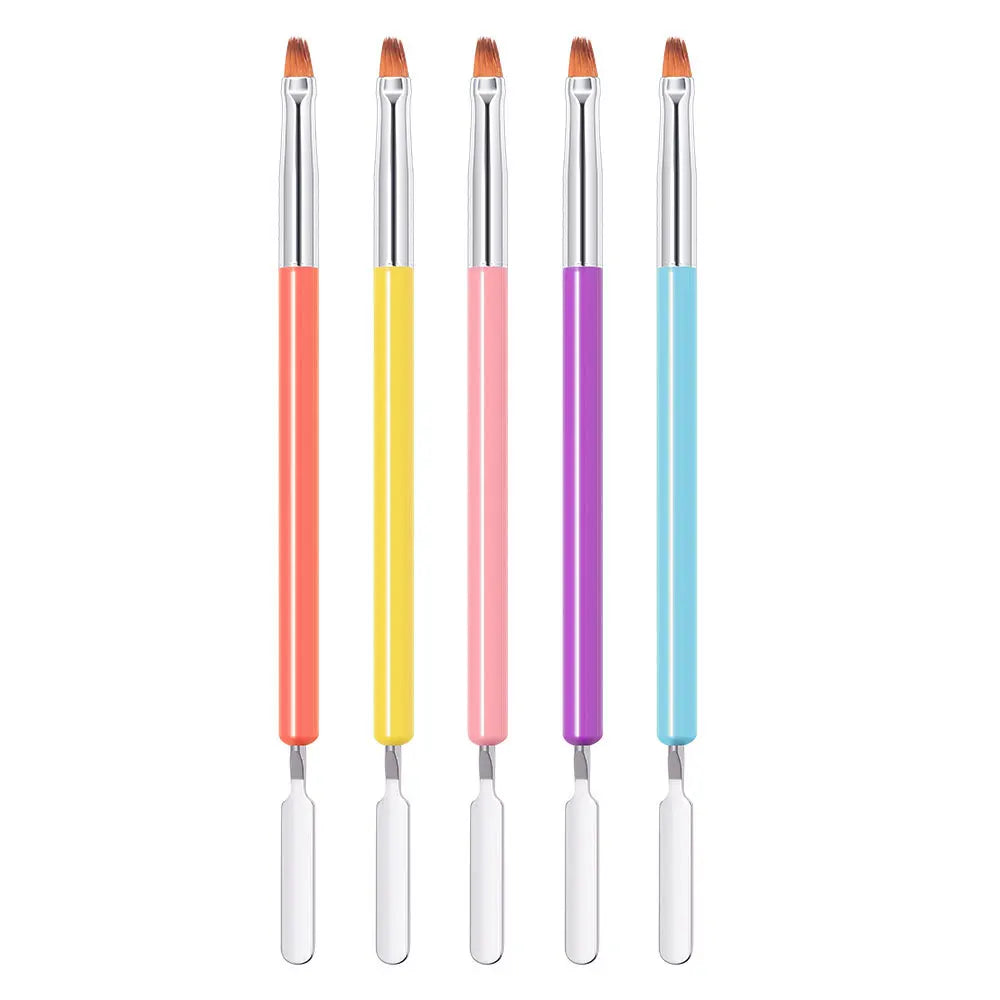 Double-end Manicure Gel Mixing Pen Flat Kolinsky Nail Art Painting Brush