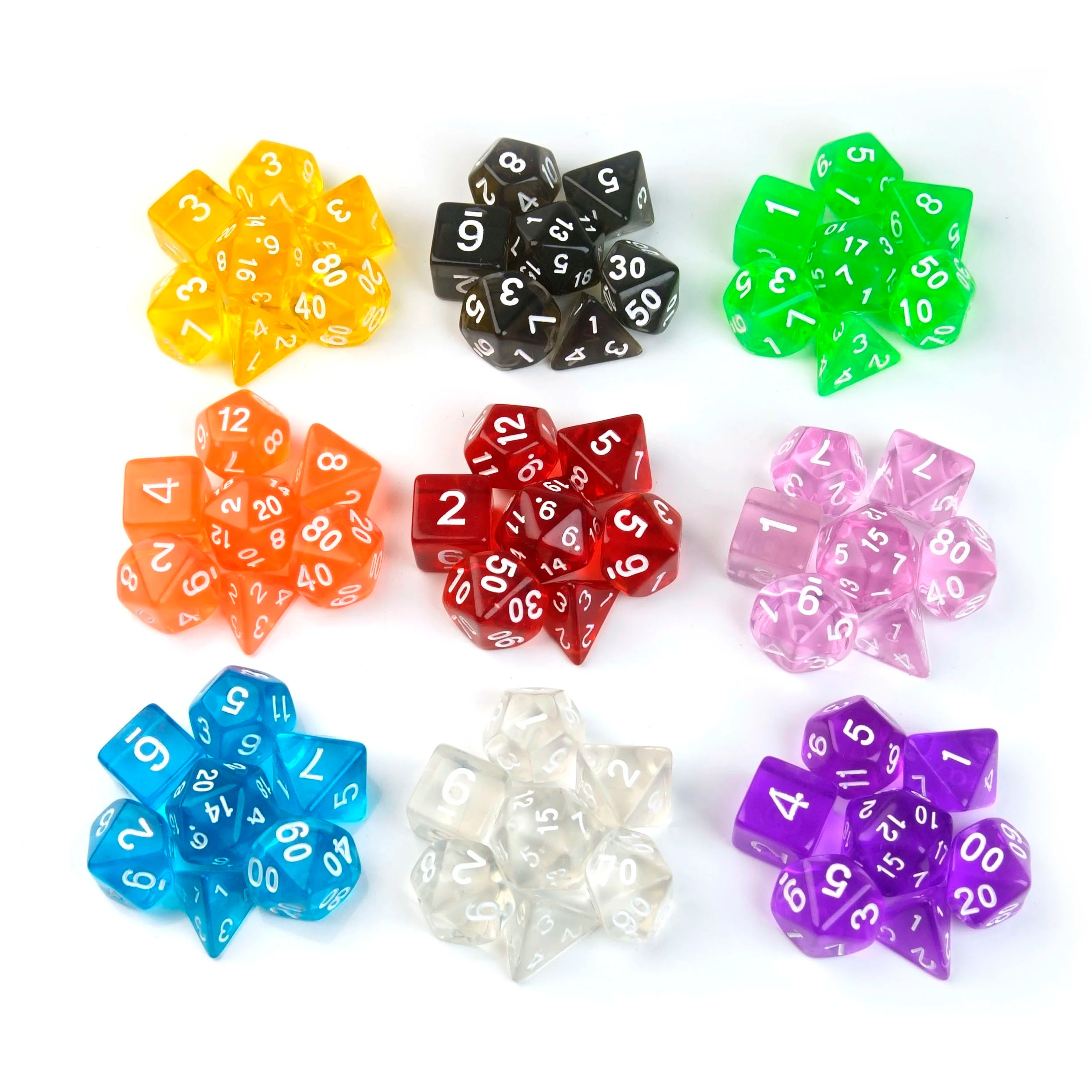 7pcs Acrylic Transparent Polyhedral Dice Set Rpg Dnd Dice for Role Playing Games Board Game