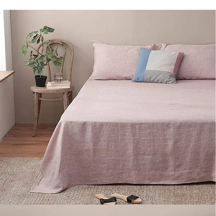 Solid Color Duvet Pure Linen Bed Sheets 100% Linen Bed Sheets Plain Colored 4 Piece French Flax Linen Bedding Set