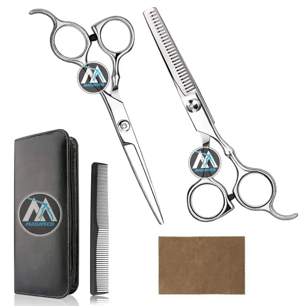 Professional Home Haircutting Scissors Kit Men/Women's Barber/Salon Thinning Shears with Steel Handle Comb and Case Included