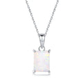 Korea S925 Sterling Silver Opal Female Simple and Elegant Temperament Geometric Square Necklace Women Custom Pendant