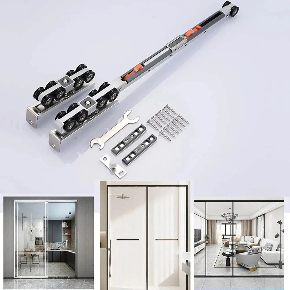 Modern Heavy Duty Stainless Steel Hanging Sliding Wheel Bathroom Kitchen Wooden Door Barn Door Hardware Rollers Pulley