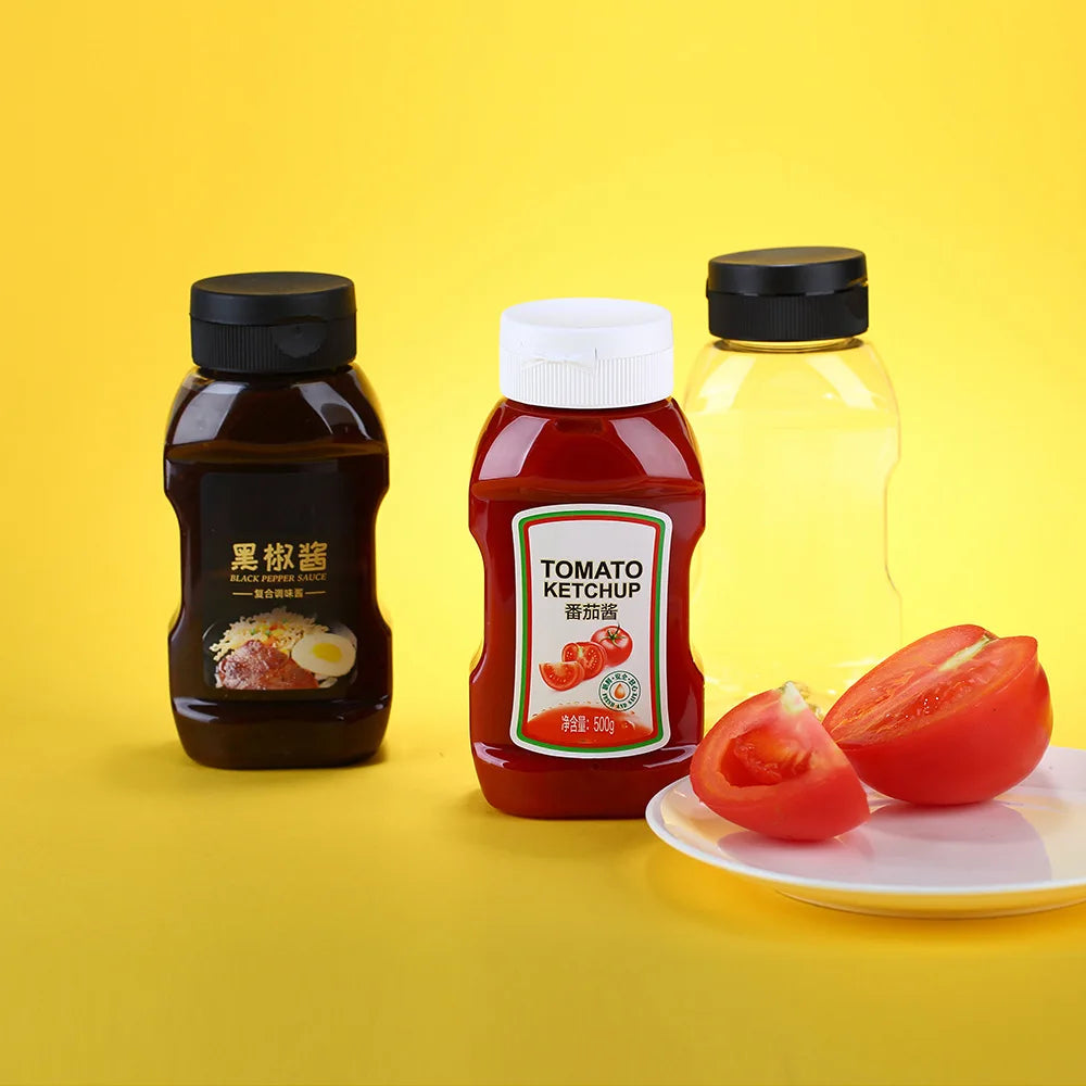 Wholesale 250ml 360ml Food Grade PET Ketchup Salad Sushi Jam Ketchup Squeeze Plastic Bottle