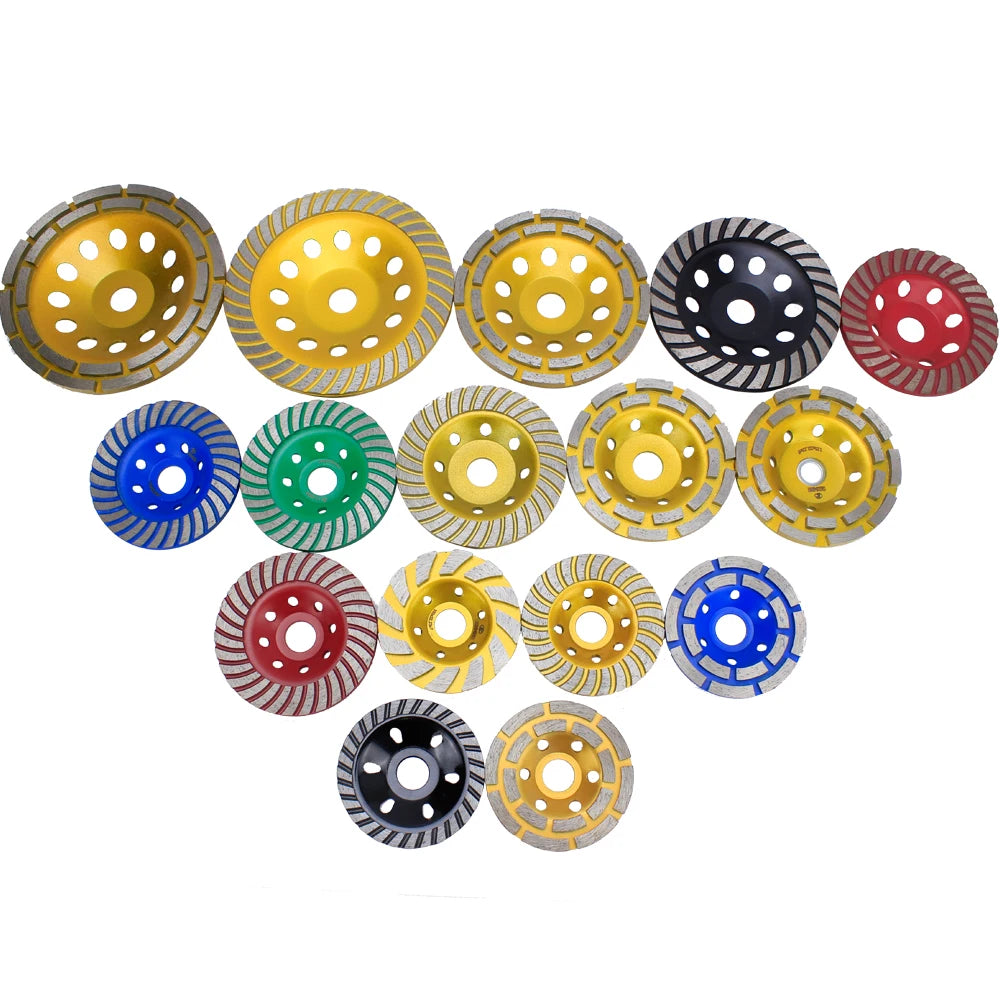 Senmine Industrial Diamond Angle Grinding Cup Wheel Deburring Polishing 100/120 Grit Medium Hardness Turbo Concrete Stone Brick