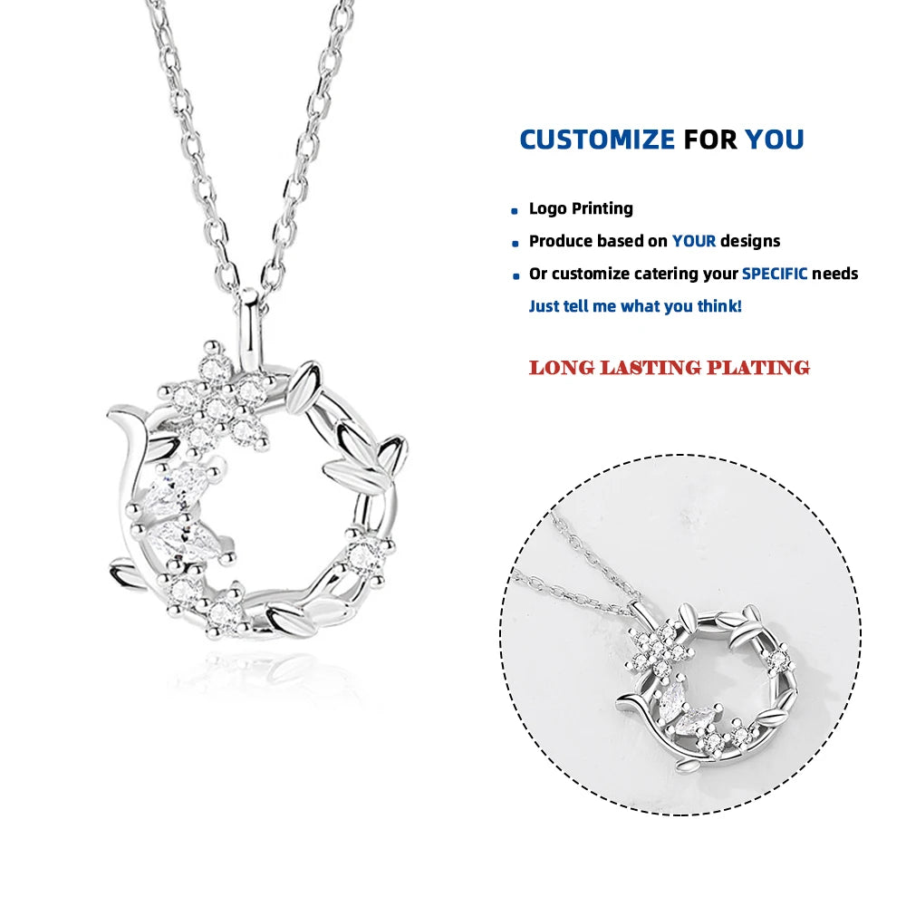 FDXZ-234 Original Flower Necklace Women 925 Sterling Silver Peach Blossom Ins Simple Fairytale Zircon Pendant Delicate Jewelry