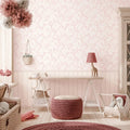 Germany Made Photo Wallpaper Murals for Kids' Bedroom Gym Hospital-Cream Pink Floral Non Woven Wall Mural Sound-Absorbing