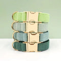 Adjustable Corduroy Zinc Alloy Pet Dog Collar Metal Buckle Slid Velvet MegaBDM