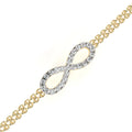 Infinity Chain Bracelet Charms Rhodium Plated Silver 925 Fine Jewelry Bangle Inlaid Moissanite Bow for Women Adjustable