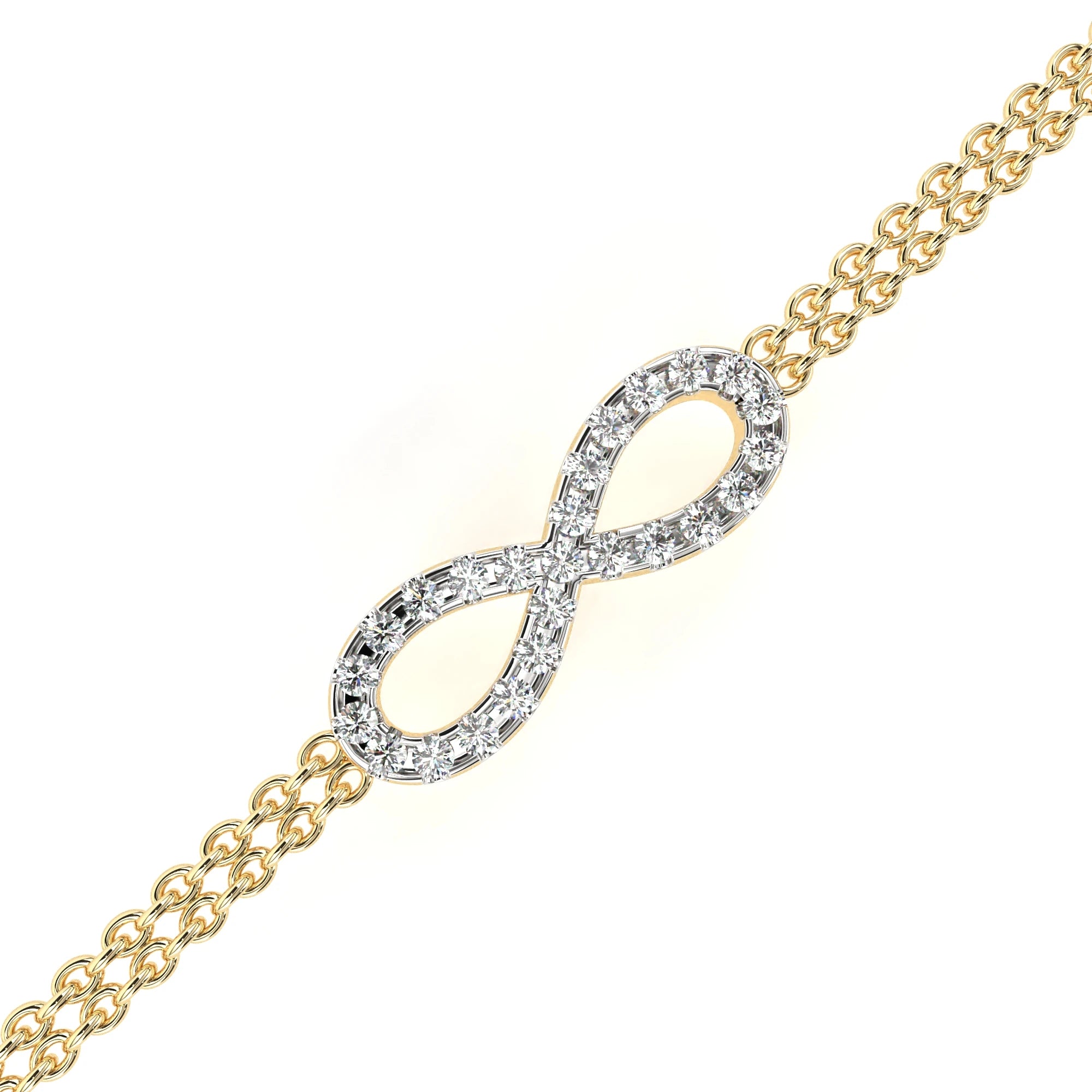 Infinity Chain Bracelet Charms Rhodium Plated Silver 925 Fine Jewelry Bangle Inlaid Moissanite Bow for Women Adjustable