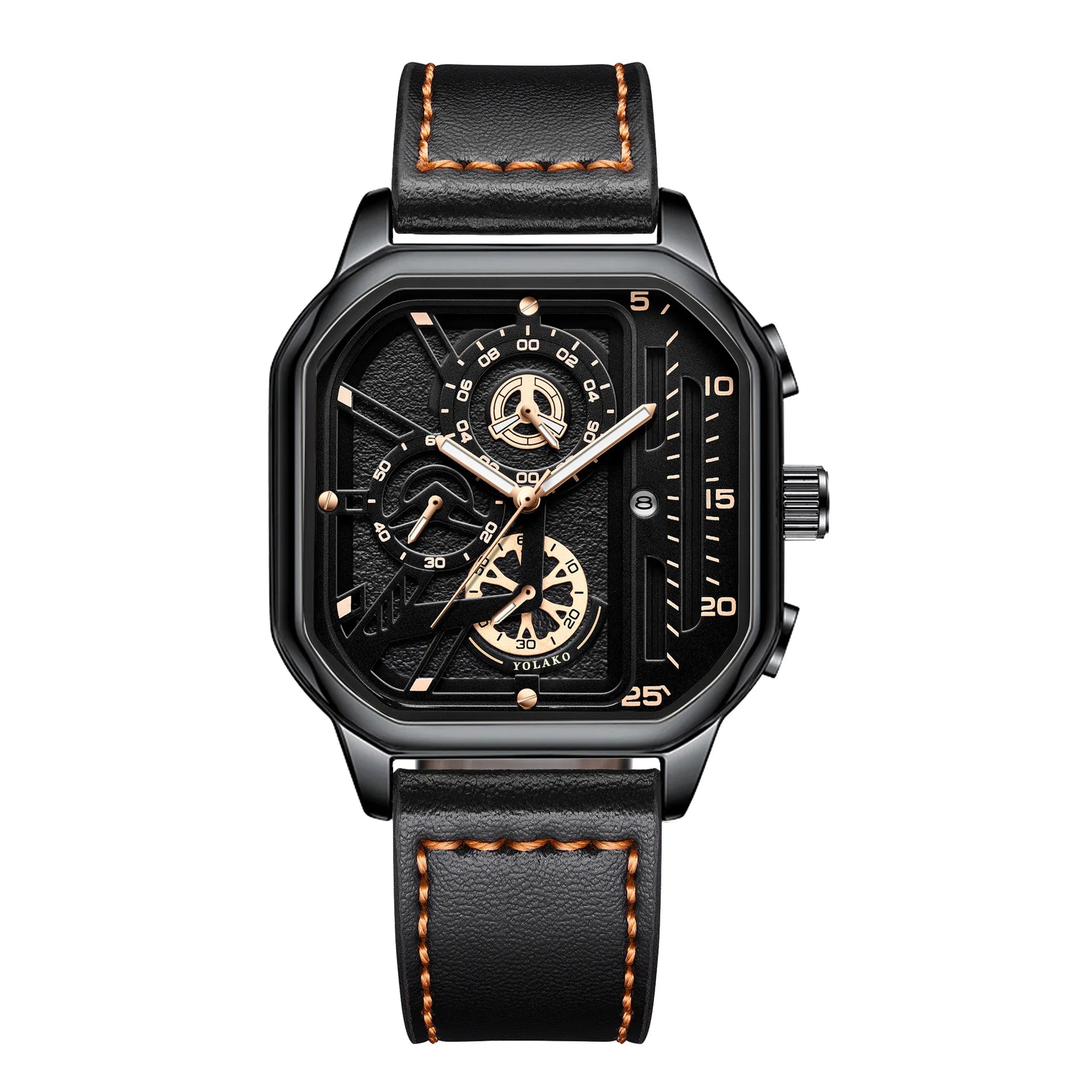 Fenyi Wholesale Fashion Business Simple Classic Sports Creative Hip-hop square Pointer Three-pin Belt Personality Watch for Men