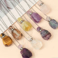 Natural Perfume Bottle Faceted Nuggets Gemstone Bead Pendant Healing Crystal Essential Oil Vial Stone Pendant Necklace Jewelry