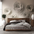 Germany Made 3D Beige Non Woven Vinyl Wall Mural Floral Sound-Absorbing Light Resistant for Bedroom Hospital Large Format Hotel
