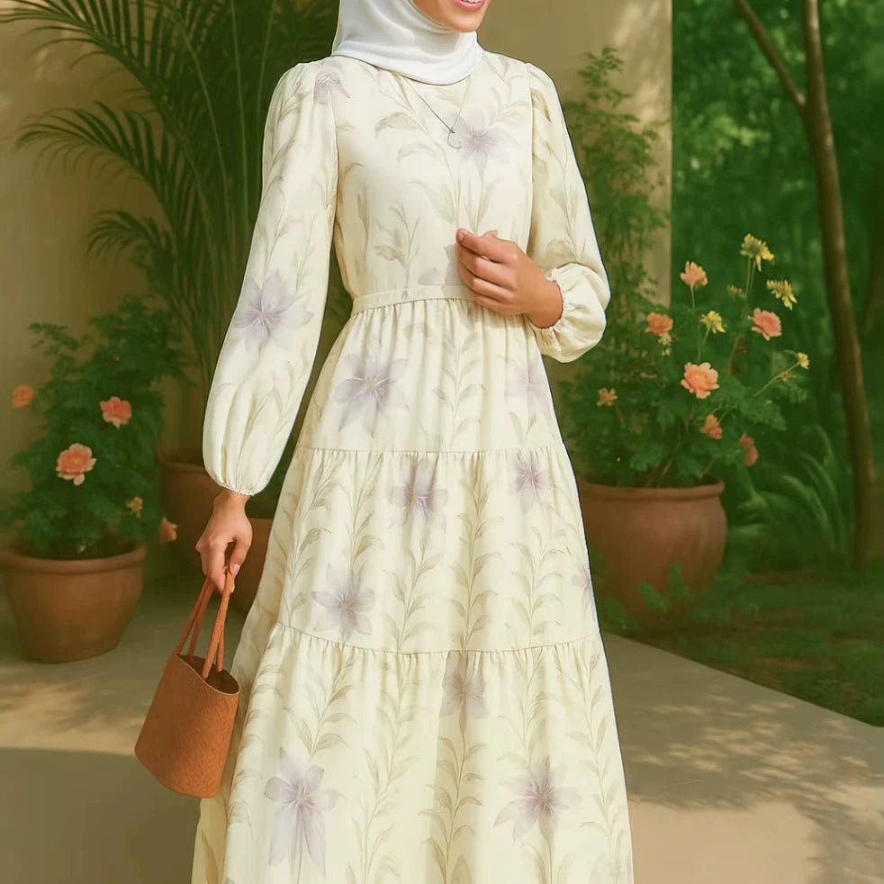 Plus Size Dress Flower Pattern Luxurious  Dress High-end Turkish Eid New Customizable Muslim Factory Price Fashion ODM Supply