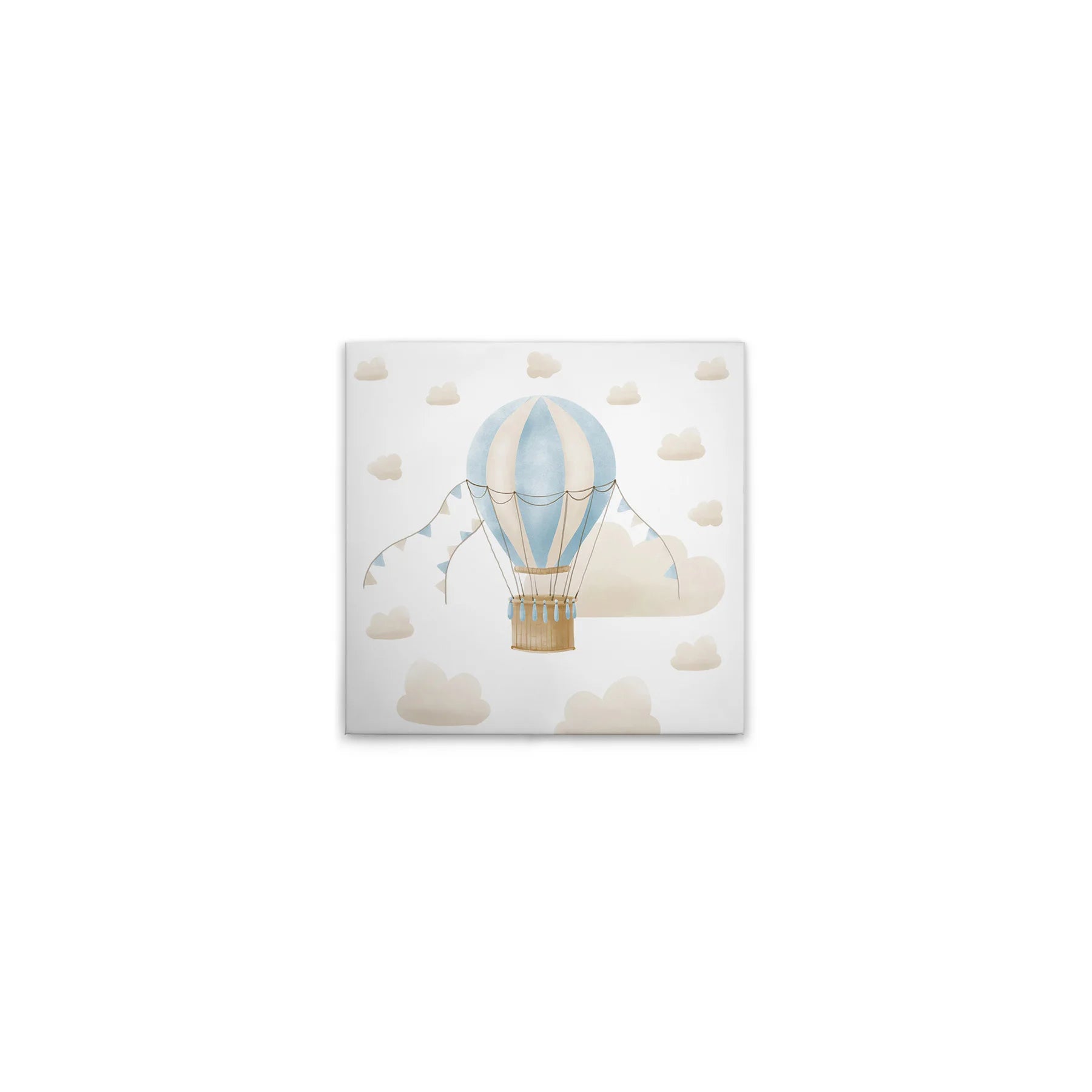 Made In Germany - Home Decor Canvas Picture Hot Air Balloon With Clouds Blue Beige - Art Beige Blue - Canvas Stretcher Frame