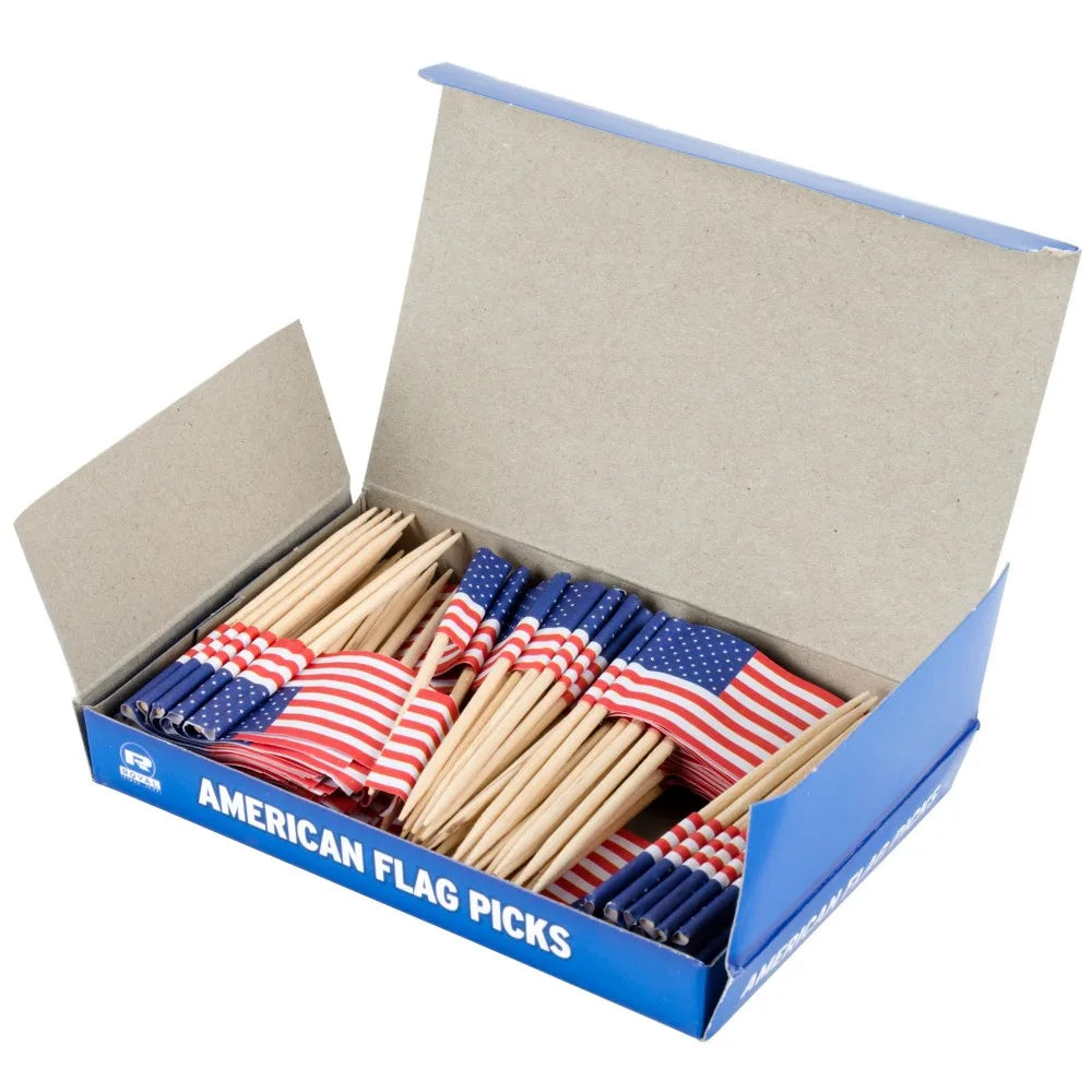 Disposable Bamboo Cocktail Toothpicks with Country Flags Eco-Friendly for Party Bar & Catering Use