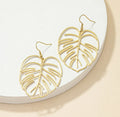 Palm Leaf Hoop Earrings 18K Gold Plated Guam Jewelry  Palm Leaf Plates Earrings Gold Leaf Earrings