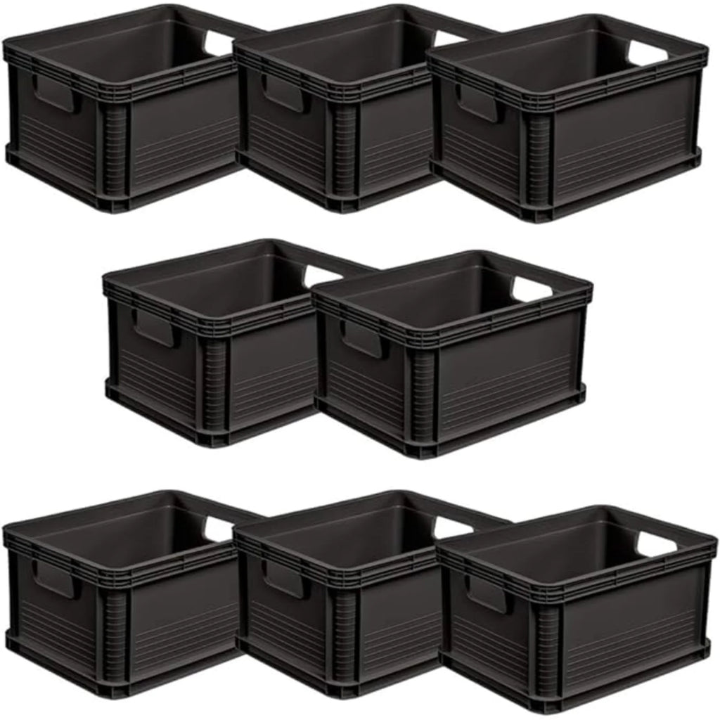 keeeper Robust Transport Box Set Acid Resistant and Food Safe 40 x 30 x 22 cm 20 l Robert Graphite Grey 8 pieces