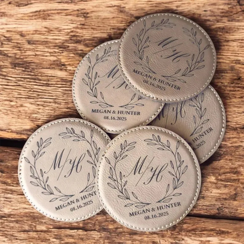 Mineti MLCH Blank Laserable Leatherette Personalised Custom Coasters Holiday Housewarming Gifts Engraved Home