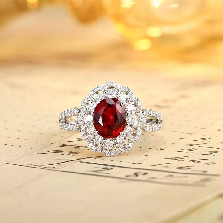 Factory Price GRA Lab Grown Ruby Engagement Rings PT950 Platinum Wedding Ring for Women's Anniversary Jewelry Wedding Band
