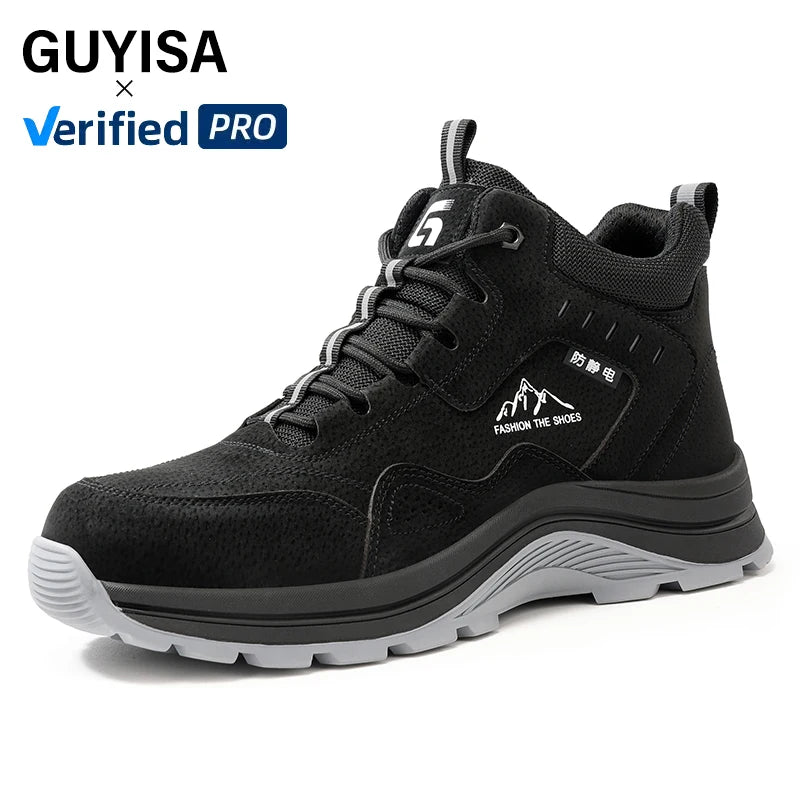 GUYISA Workwear Series Anti-static Safety Boot Microfiber Upper High Top Safety Sneakers Yellow-brown Security Boots MegaBDM
