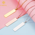 Wholesale Fashion Custom Logo Gold Stainless Steel Blank Rectangular Bar Pendant Necklace DIY Jewelry Necklaces Women Men MegaBDM