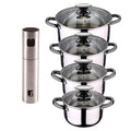 8-piece stainless steel cookware set suitable for induction cooktops San Ignacio Premium Collection + Bergner Copper Oil and