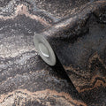 Modern Damask Marble Look Black Gold Non Woven Vinyl Wallpaper Rolls-Abrasion Light Resistant Heat Insulation-Household Use