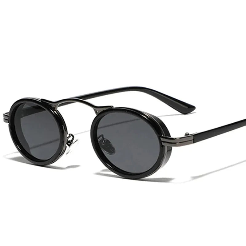 2025 Custom Logo Retro Metal Frame Punk Sunglasses Gradient Shades UV400 Small Oval Sun Glasses for Men Women