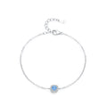 SL2041 S925 Sterling Silver Elegant Round Sea Blue Zircon Geometric Chain Bracelet for Women Fine Jewelry Fashion Wedding Gift
