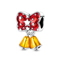 Christmas Series - Silver Fashion Christmas Bow Bell Charms Pendant with Zircon for Women's Party Gift