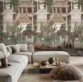 Germany Made Photo Wallpaper Murals Brown Cream Green Non Woven Vinyl Floral Wall Mural for Bedroom Living Room Gym Mall Use