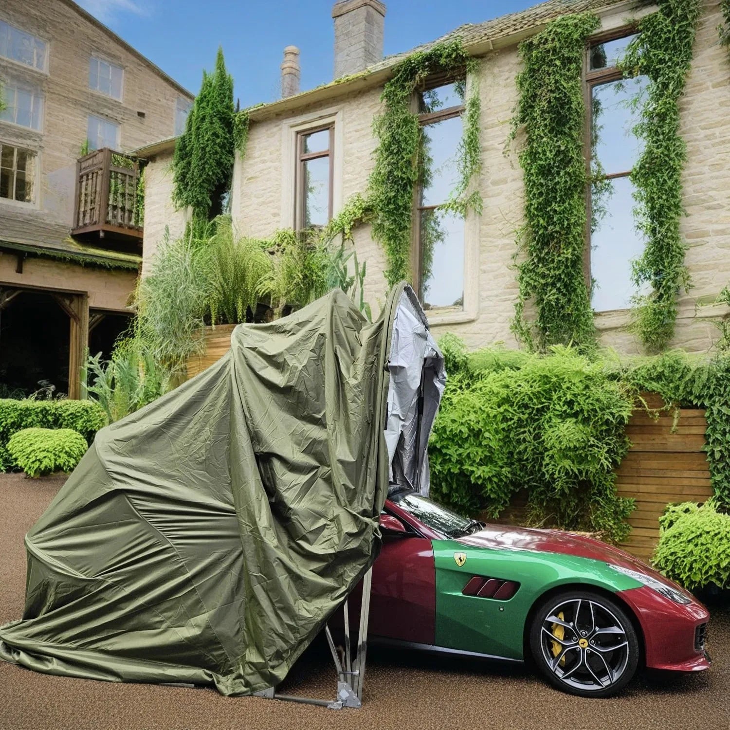 Amas Custom Stainless Steel Automatic Outdoor Car Shelter Tent Portable Folding Mobile Car Garage