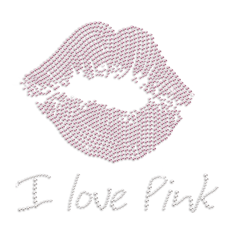 Hot Sale Product Sassy Lip I Love  Hot Fix Stone T Shirt Rhinestone Hotfix Iron on