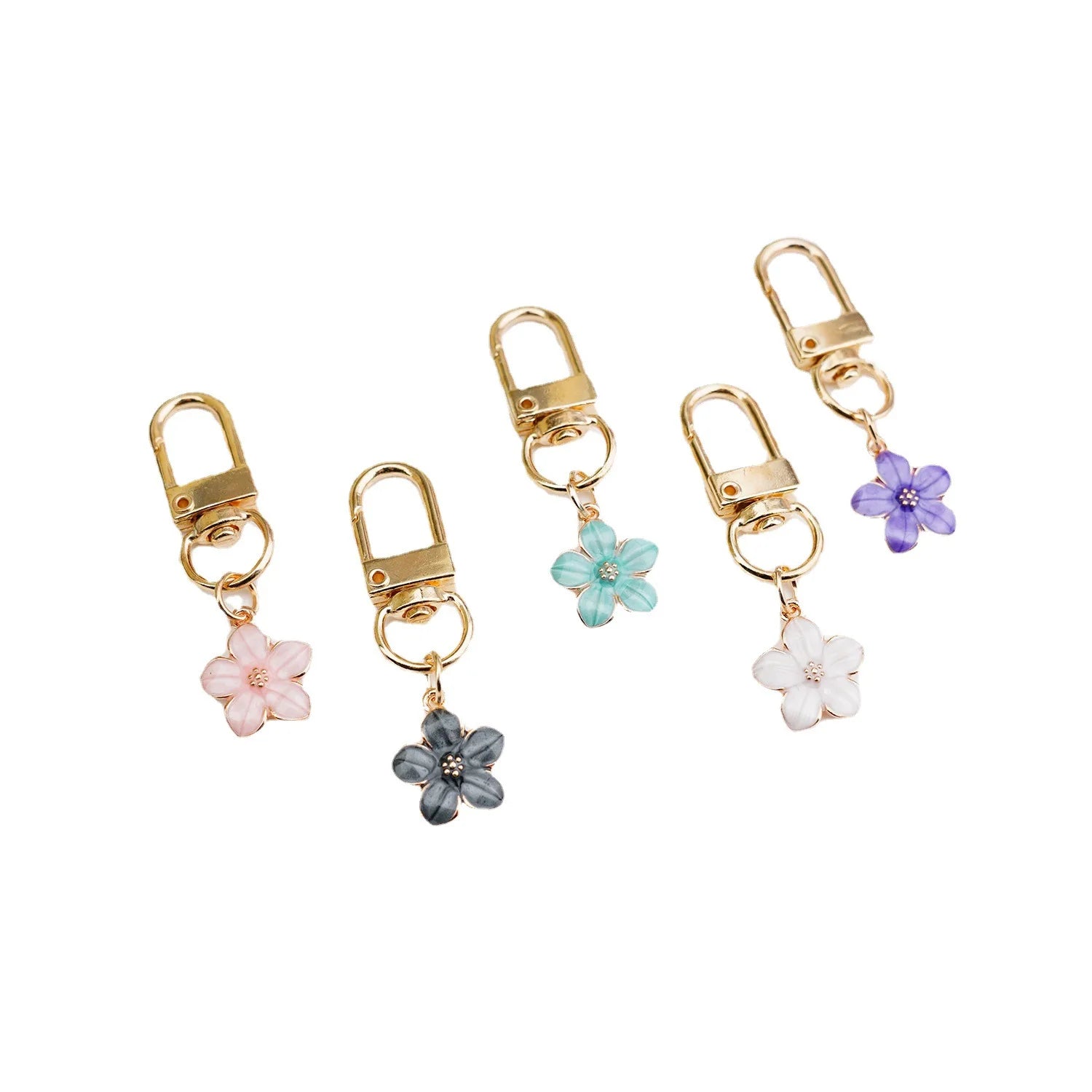 Cute Colorful Stainless Steel Sakura Flower Keychain-Lightweight Metal Enamel Charm for Purse & Bag Accessories