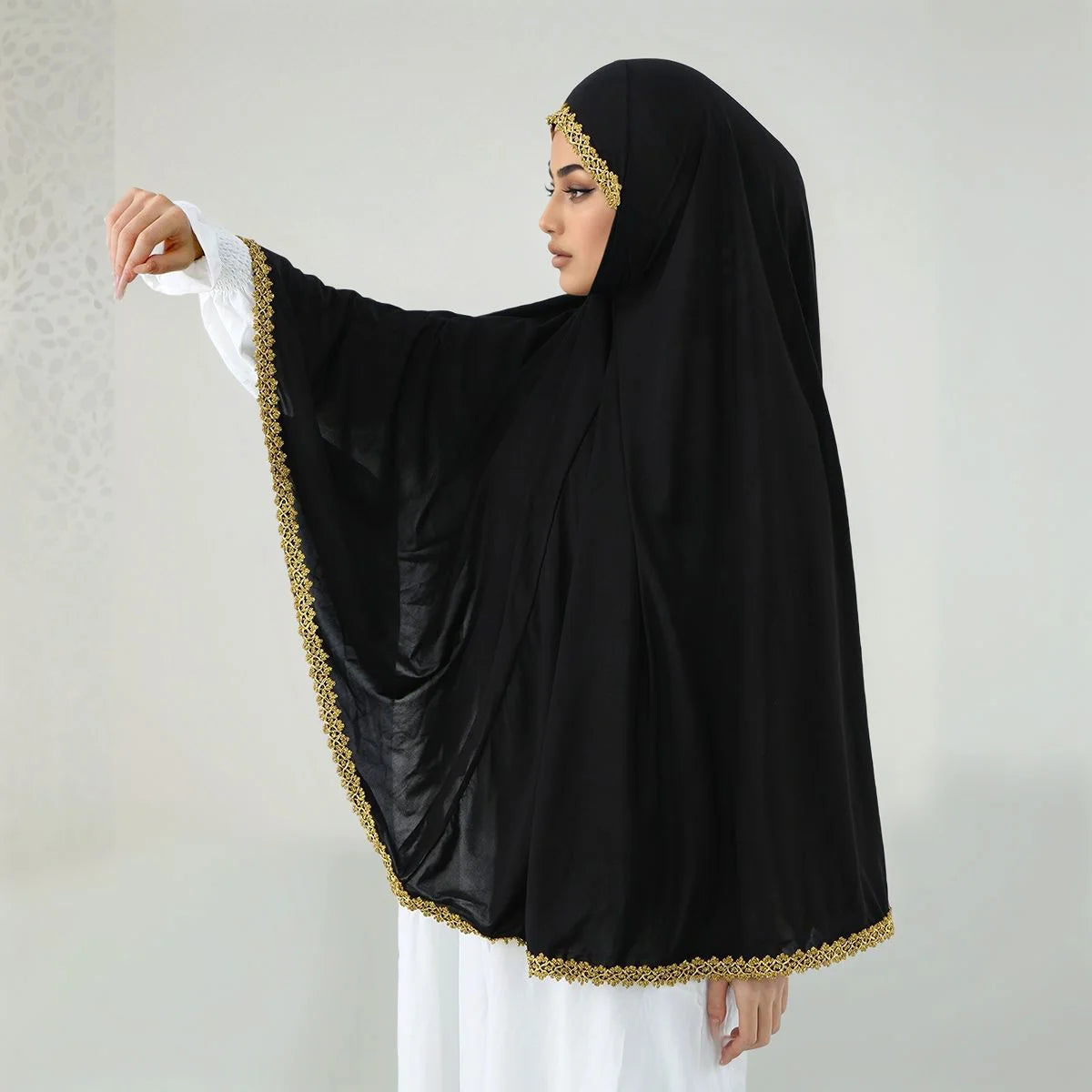 Wholesale Black Headscarf Instant Shawl Lace Embroidery Headwraps Prayer Abaya Muslim Women Modest Khimar Hijab