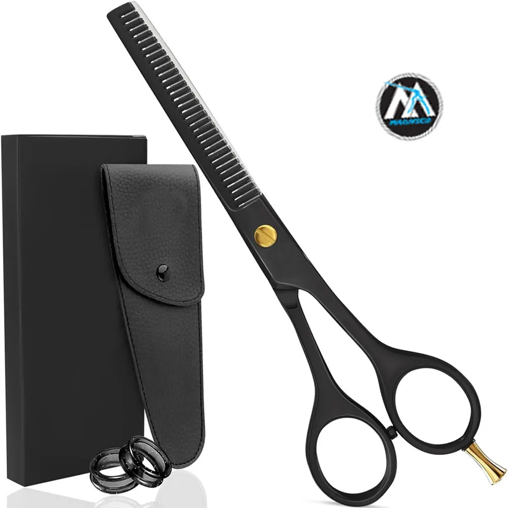 Professional 6.5-Inch Black High Carbon Hair Thinning Scissors for Salon Home Use Professional Barbers Texturizing Shears Beauty