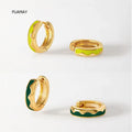 FUAMAY Trendy Lime Green Huggie Earrings Custom Enamel Small Wave Gold Plating Zircon Elegant Women's Earrings for Party Gift