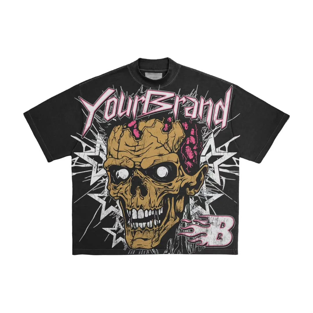 Solid Custom Oversized Long T-shirt Men Heavy Cotton Crew Neck DTG Printing Cut Sew Boxy Cropped Hip Hop Loose Fit 200g 100%