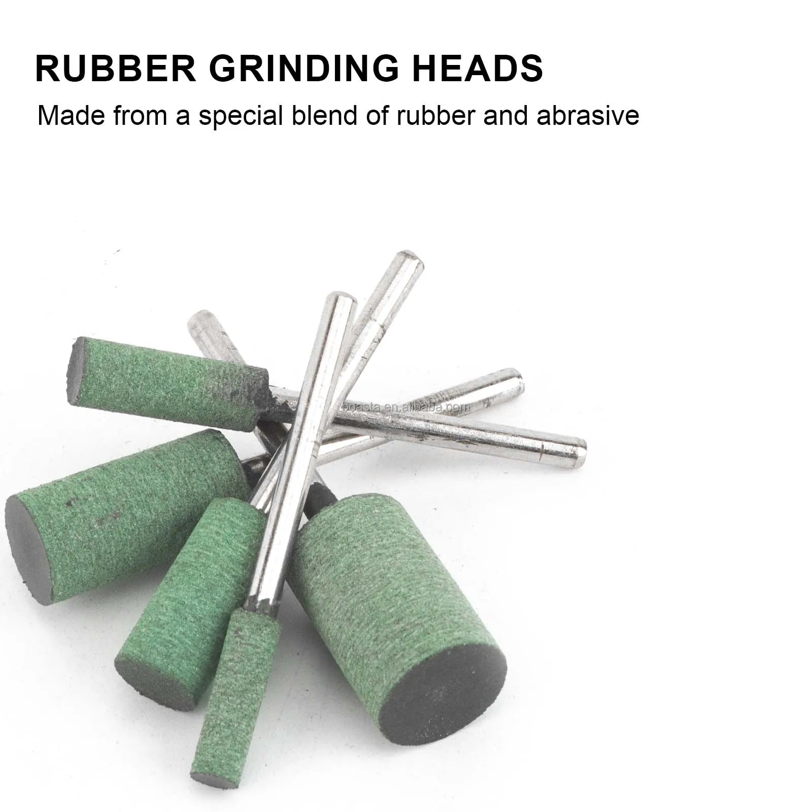 Boasta 10pcs 3.0mm Shaft Green Rubber Polishing Wheels Jewelry Rotary Tool Buffing Grinding Burr Set Equipment