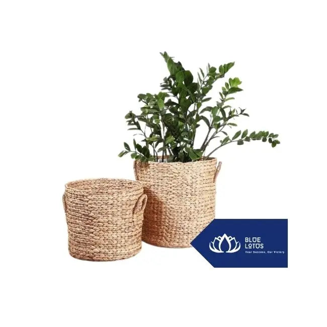 Blue Lotus Handmade Woven Plant Pot Water Hyacinth for Contemporary Indoor Greenery